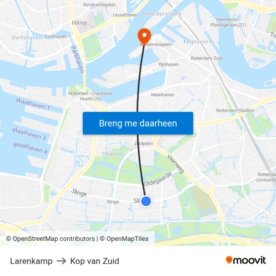 Larenkamp to Kop van Zuid map