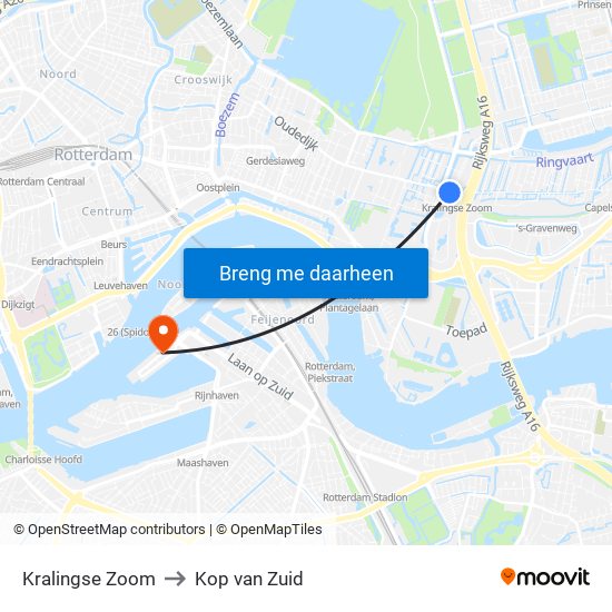 Kralingse Zoom to Kop van Zuid map