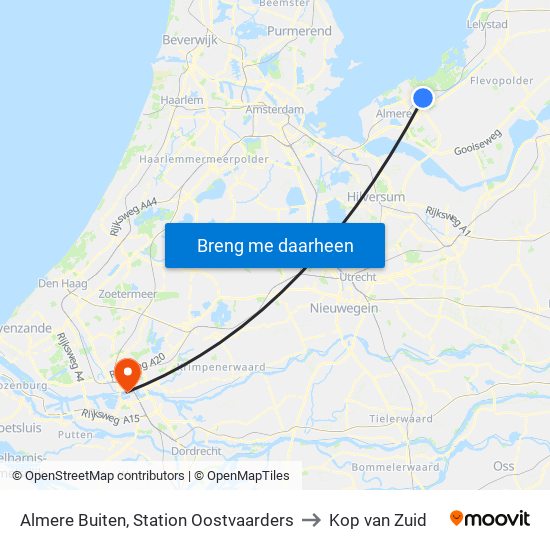 Almere Buiten, Station Oostvaarders to Kop van Zuid map