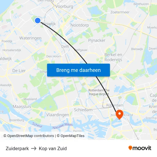 Zuiderpark to Kop van Zuid map