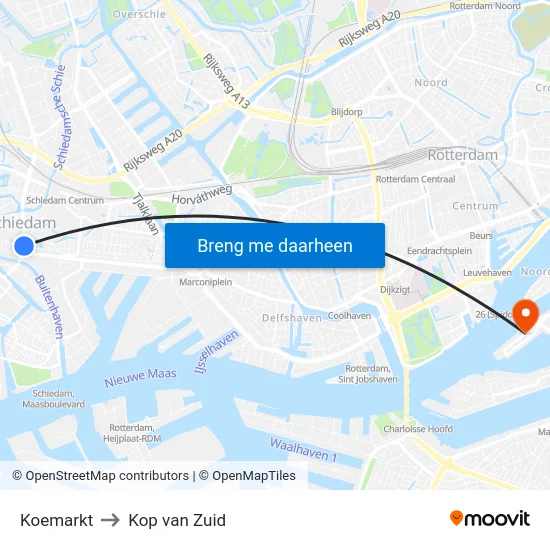 Koemarkt to Kop van Zuid map