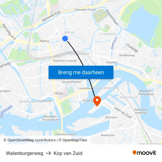 Walenburgerweg to Kop van Zuid map