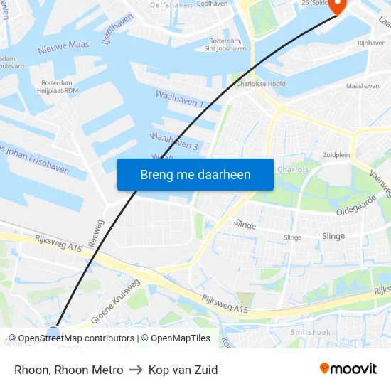 Rhoon, Rhoon Metro to Kop van Zuid map