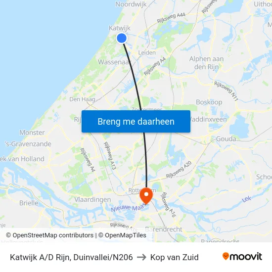 Katwijk A/D Rijn, Duinvallei/N206 to Kop van Zuid map