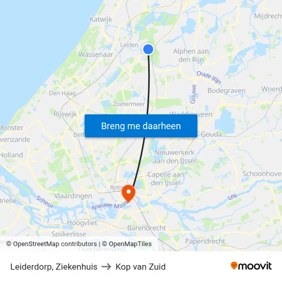 Leiderdorp, Ziekenhuis to Kop van Zuid map