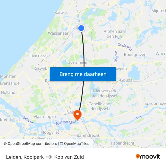 Leiden, Kooipark to Kop van Zuid map
