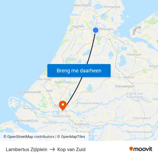 Lambertus Zijlplein to Kop van Zuid map