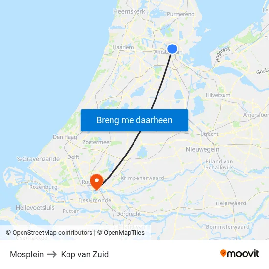 Mosplein to Kop van Zuid map