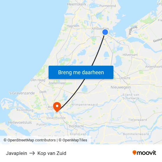 Javaplein to Kop van Zuid map