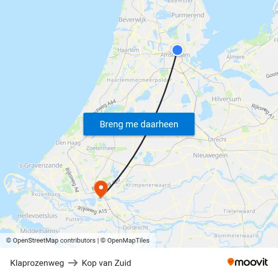 Klaprozenweg to Kop van Zuid map