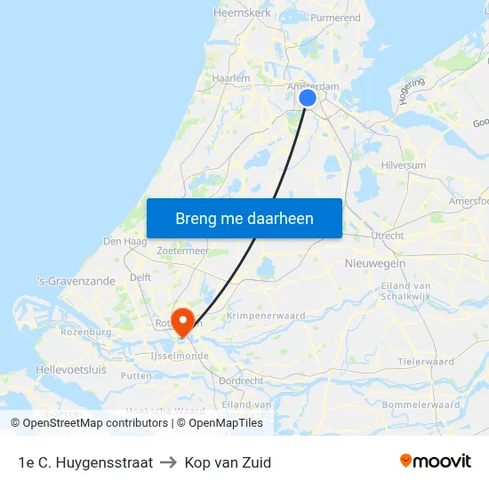 1e C. Huygensstraat to Kop van Zuid map