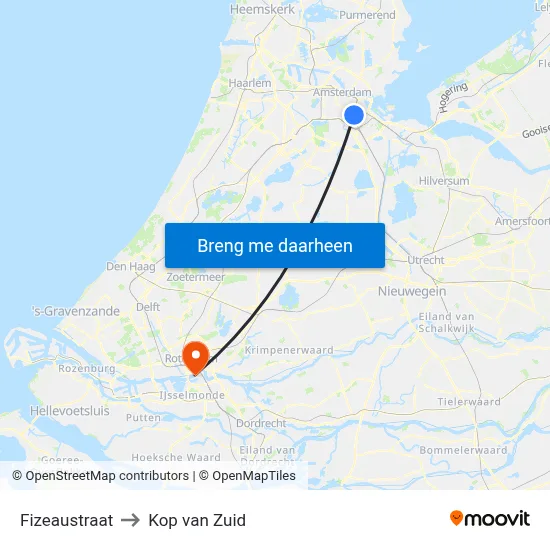 Fizeaustraat to Kop van Zuid map