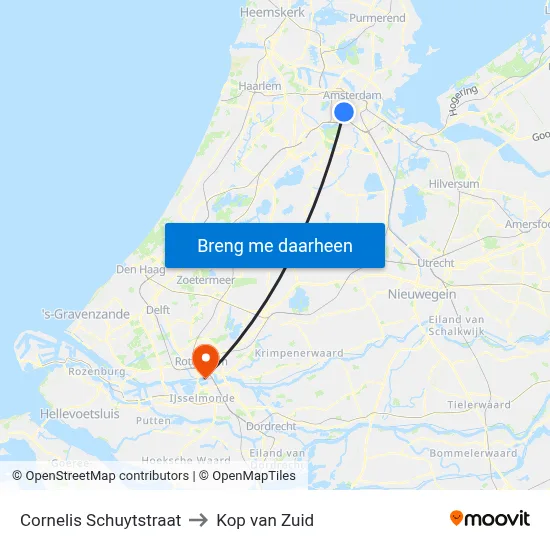 Cornelis Schuytstraat to Kop van Zuid map