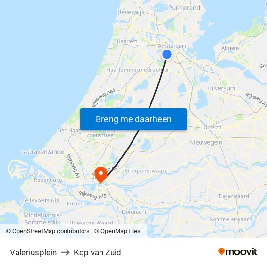 Valeriusplein to Kop van Zuid map