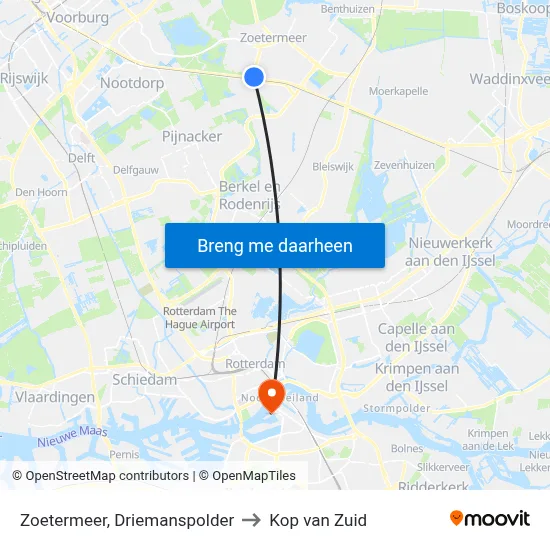 Zoetermeer, Driemanspolder to Kop van Zuid map