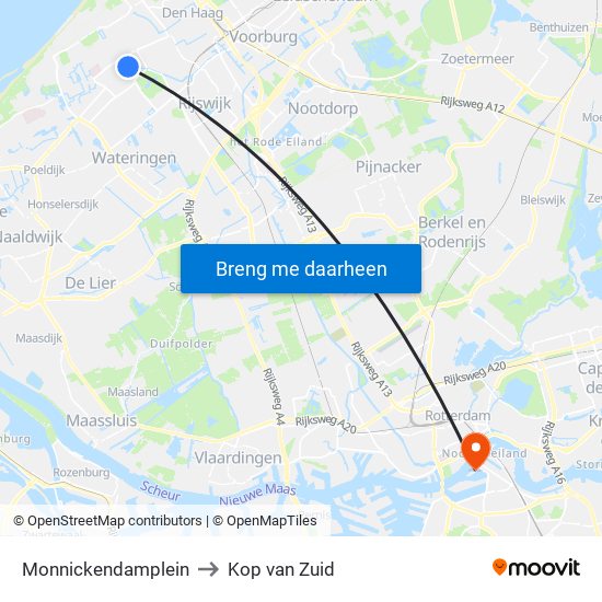 Monnickendamplein to Kop van Zuid map