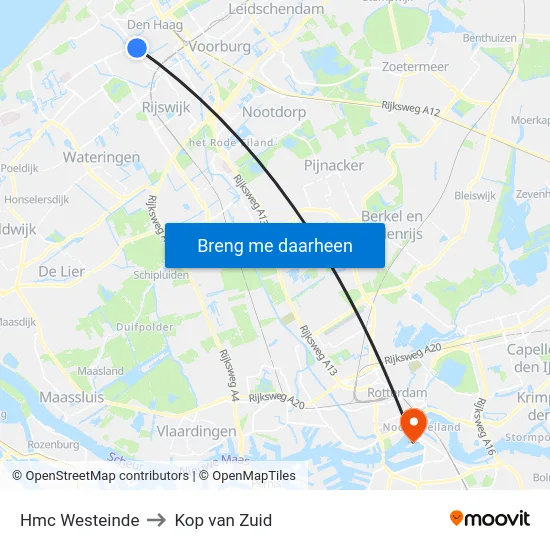 Hmc Westeinde to Kop van Zuid map