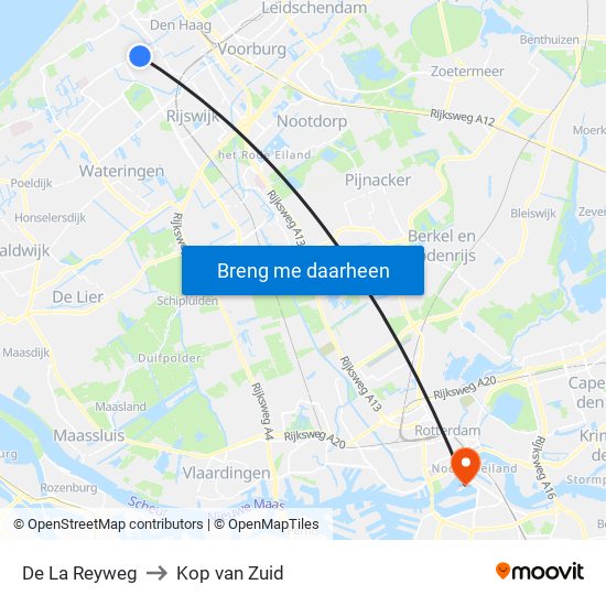 De La Reyweg to Kop van Zuid map