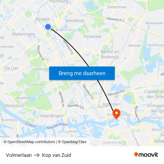 Volmerlaan to Kop van Zuid map