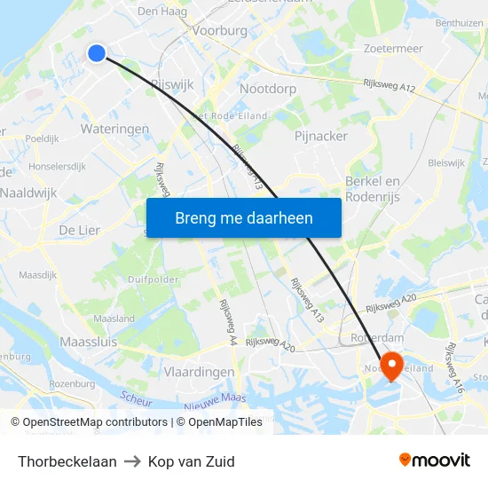 Thorbeckelaan to Kop van Zuid map