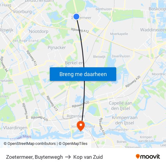 Zoetermeer, Buytenwegh to Kop van Zuid map
