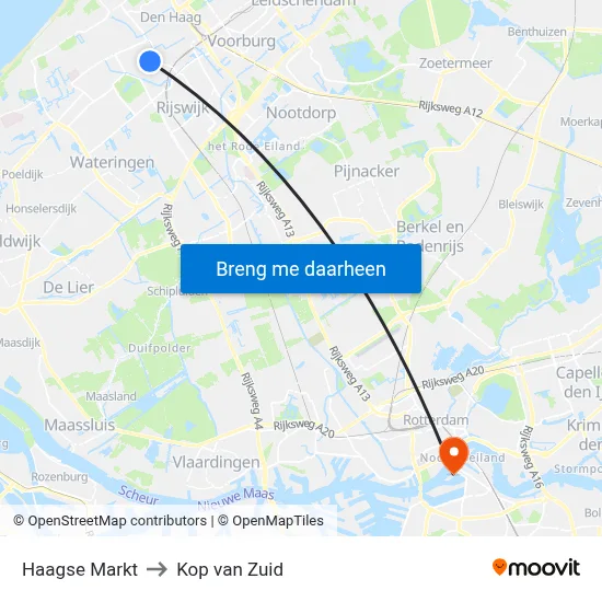 Haagse Markt to Kop van Zuid map