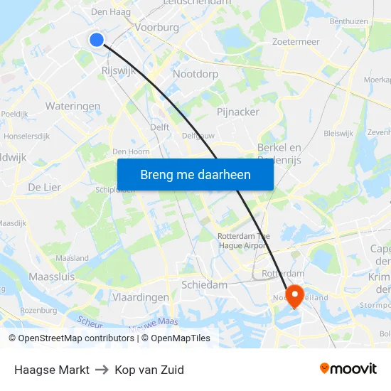 Haagse Markt to Kop van Zuid map