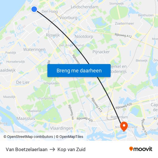 Van Boetzelaerlaan to Kop van Zuid map