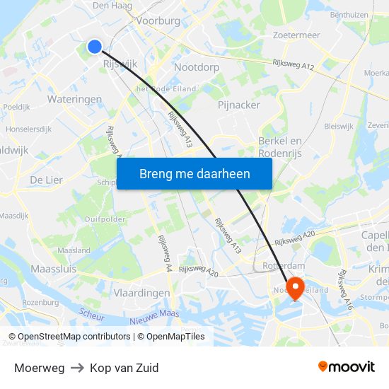 Moerweg to Kop van Zuid map