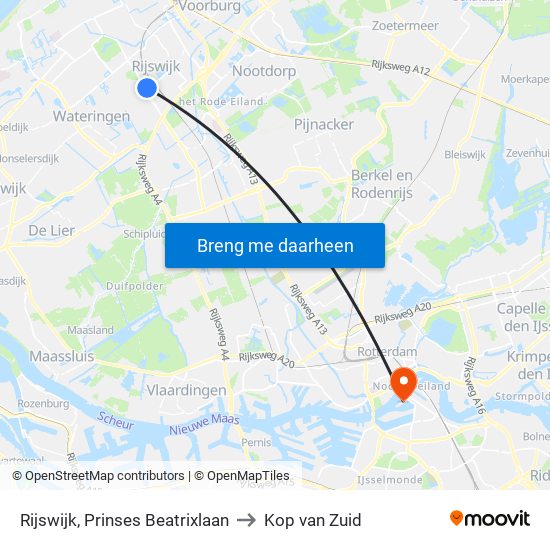 Rijswijk, Prinses Beatrixlaan to Kop van Zuid map