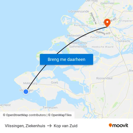 Vlissingen, Ziekenhuis to Kop van Zuid map