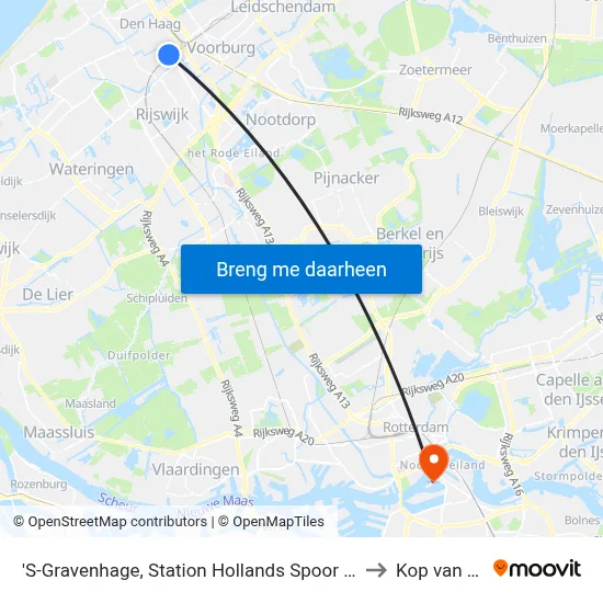 'S-Gravenhage, Station Hollands Spoor (Perron C) to Kop van Zuid map