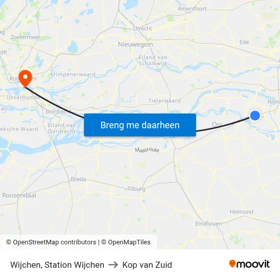 Wijchen, Station Wijchen to Kop van Zuid map
