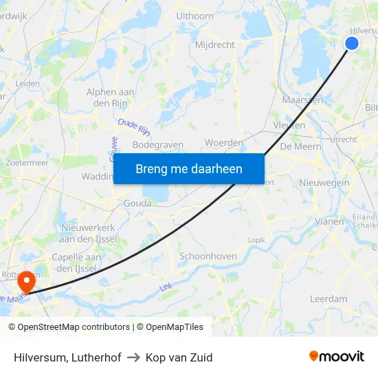 Hilversum, Lutherhof to Kop van Zuid map
