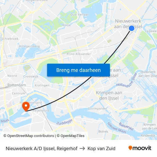 Nieuwerkerk A/D Ijssel, Reigerhof to Kop van Zuid map