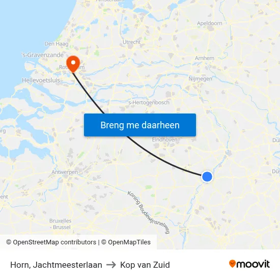 Horn, Jachtmeesterlaan to Kop van Zuid map