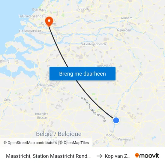 Maastricht, Station Maastricht Randwyck to Kop van Zuid map