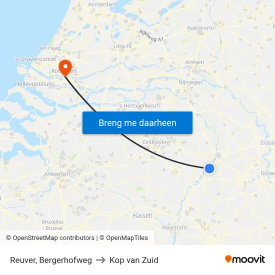 Reuver, Bergerhofweg to Kop van Zuid map