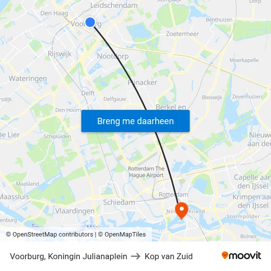 Voorburg, Koningin Julianaplein to Kop van Zuid map