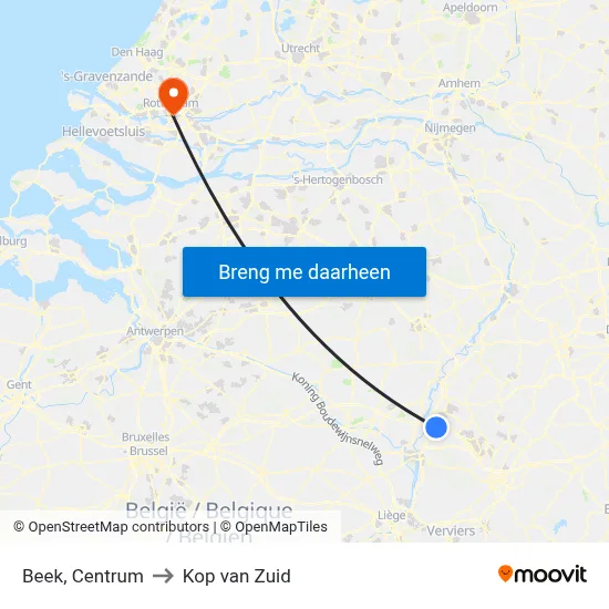 Beek, Centrum to Kop van Zuid map