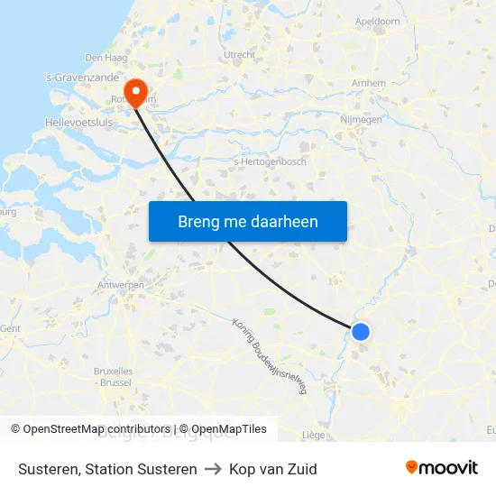 Susteren, Station Susteren to Kop van Zuid map