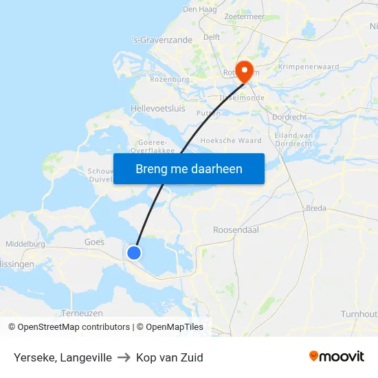 Yerseke, Langeville to Kop van Zuid map
