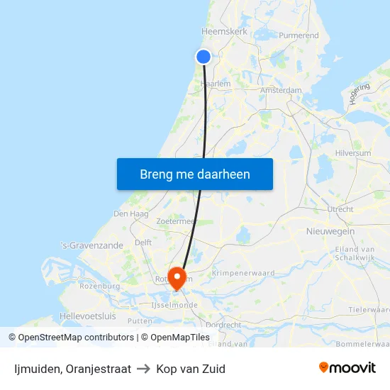 Ijmuiden, Oranjestraat to Kop van Zuid map