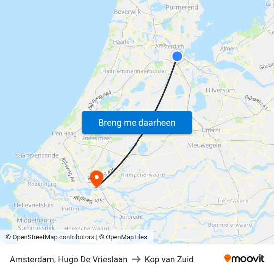 Amsterdam, Hugo De Vrieslaan to Kop van Zuid map
