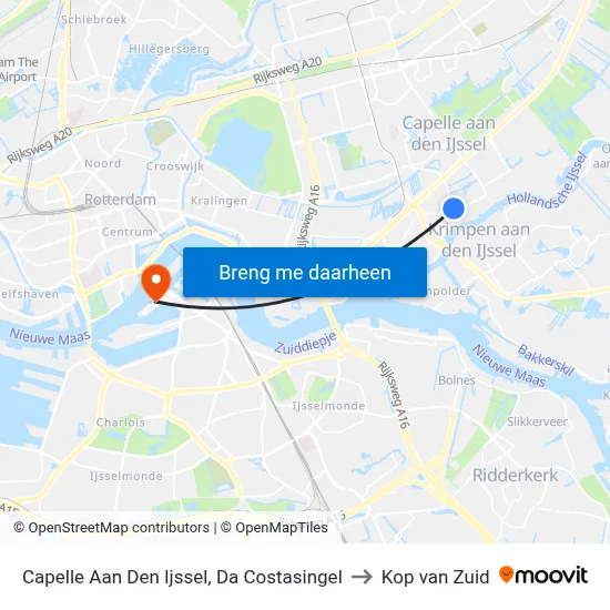 Capelle Aan Den Ijssel, Da Costasingel to Kop van Zuid map