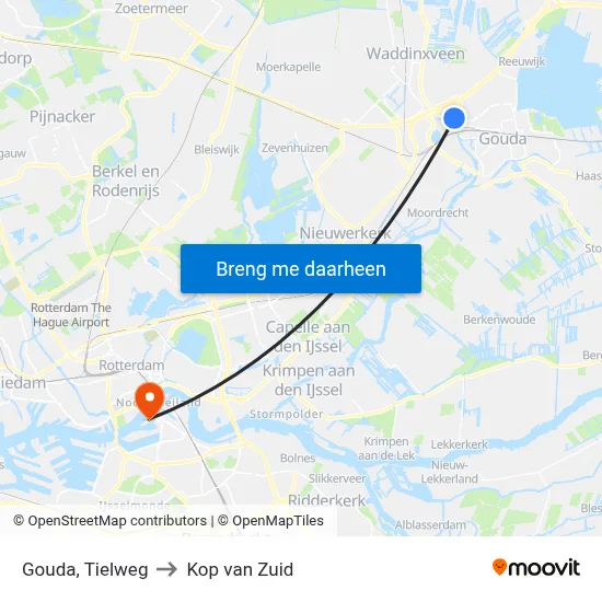 Gouda, Tielweg to Kop van Zuid map