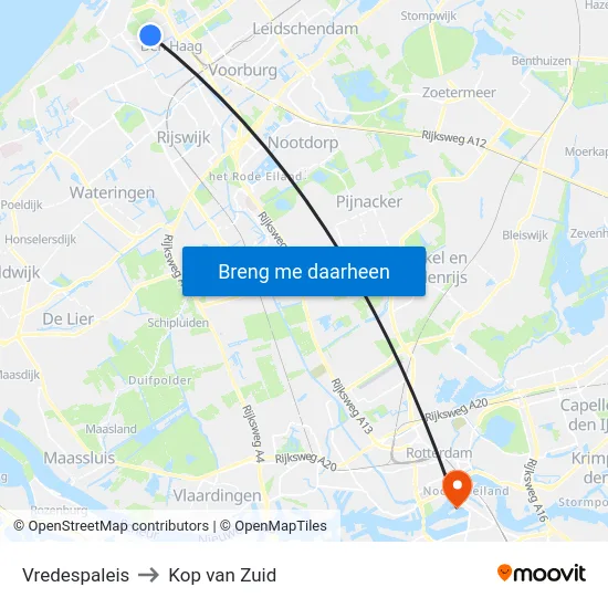 Vredespaleis to Kop van Zuid map