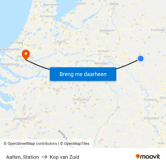 Aalten, Station to Kop van Zuid map
