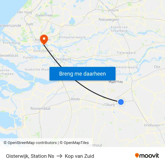 Oisterwijk, Station Ns to Kop van Zuid map