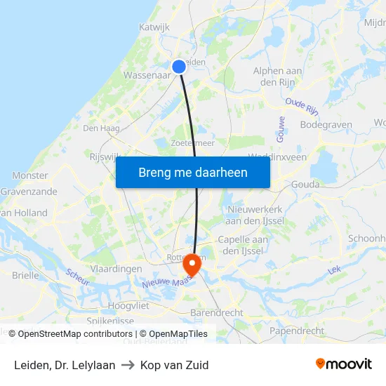 Leiden, Dr. Lelylaan to Kop van Zuid map